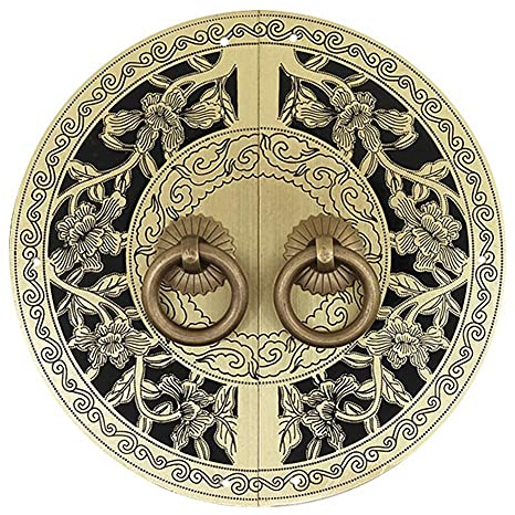 Labyrinth-Türklopfer, Türklopfer, chinesische Messingplatte, Möbelgriffe, Knöpfe, 14 cm breit, Vintage für Tür, Antik-Bronze-Finish (Farbe: Fisch)