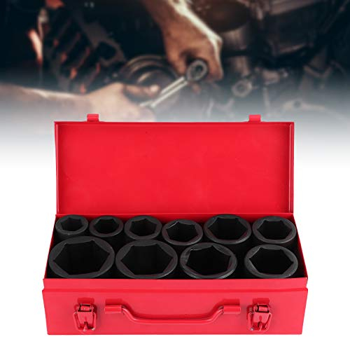 Schlag-Steckschlüsselsatz mit 3/4-Zoll-Antrieb, 10 Stück, 22 mm - 50 mm, großer tiefer Schlag-Steckschlüsselsatz, metrischer 6-Punkt-Steckschlüsselsatz, für professionelle Reparatur-Heimwerkerarbeit