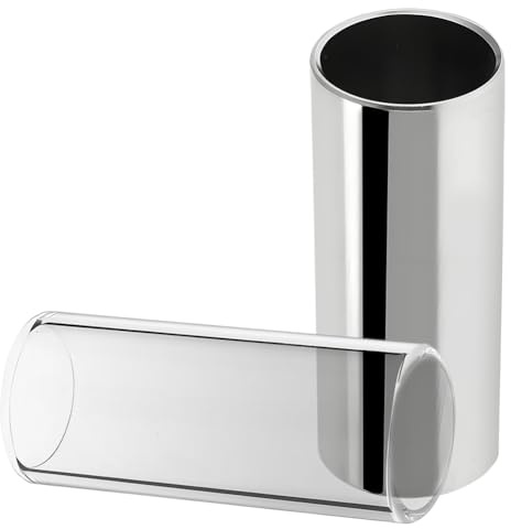 Glomora 2Pcs Guitar Slide Set, Medium Guitar Slide Stainless Steel and Glass Tone Bar - Ideal for Electric Guitars, Bass, Medium, and Stringed Instruments