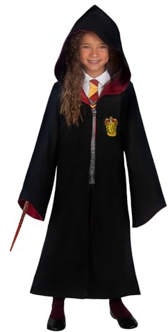 Funidelia Offizielles Hermione Granger Deluxe Kostüm für Mädchen mit Umhang mit gesticktem Wappen, Gryffindor Kinderumhang Hogwarts, Karneval, Halloween und Partys