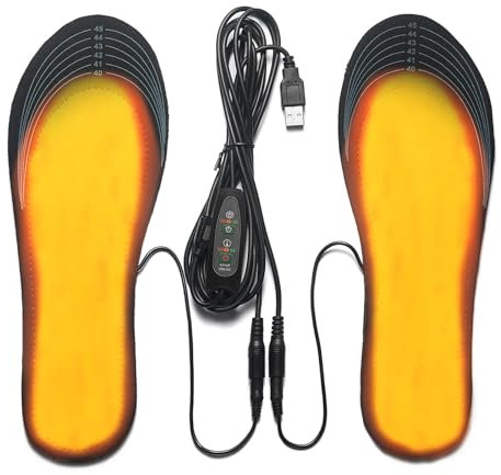 Heated Insoles, Electric USB Rechargeable Foot Warmer, Portable Heated Shoes Pads Outdoor Sports Feet Warmer for Men and Women Winter Hunting Ski Fishing Hiking Camping (40-45+Control)