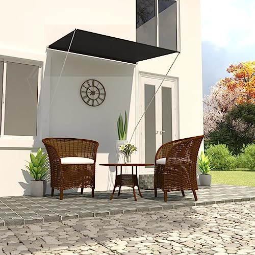 Überdachung haustür Balkon überdachung Terrassenmarkise Einziehbare Markise 150×150 cm AnthrazitGeeignet für Terrassen, Balkone, Veranden