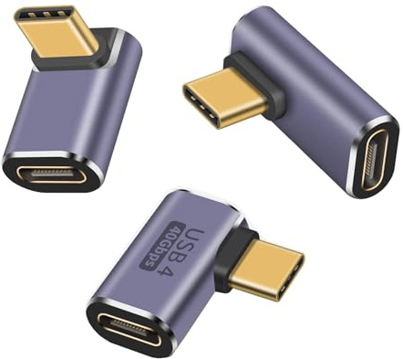 HUAZIZ 3 Pack Adaptador USB-C Ángulo de 90 Grados, Tipo C Macho a USB Hembra, 3 Tipos