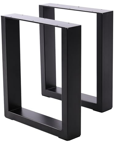 FUKEA Tischbeine Metall 2 Stück Tischfüße Schwarz Tischgestell DIY Möbelfüße für Schreibtisch Couchtisch Esstisch Sitzbank B60 x H72 cm