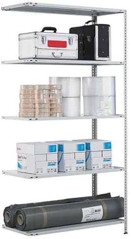 qpool24 Anbauregal, Fachbodenregal Schraubsystem MULTIplus85, 2000 x 1000 x 300 mm (HxBxT), RAL 7035 lichtgrau, 5 Fachböden