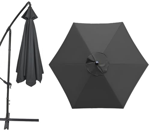 GZDXBF Sun Regenschirm Ersatztuch 6 Streben 8 Streben, Uv-Schutz Ampelschirm Bezug, Ersatz Bezug Terrassenschirm, 300/270/200CM(Color:Gray,Size:6 ribs-2.7m(8.8ft))