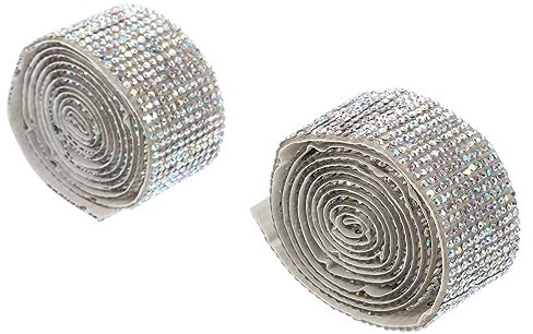 Operitacx 2rollen Strassbandrolle Selbstklebend aus Harz mit Glitzerborte für Hochzeiten Strassblumenband zum Dekorieren von Taschen Schuhen und Kerzen
