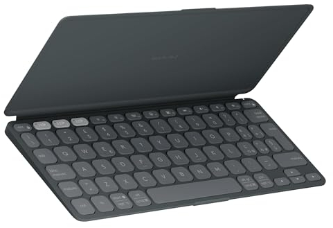 Logitech Keys-To-Go 2, tastiera Bluetooth portatile per tablet con coperchio integrato, wireless sottile e compatta per Windows, Android, Linux, iPad, iPhone, Mac, Apple TV, QWERTY ITA - Grafite