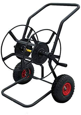 CRBUDY XBSXP Tragbarer Schlauchwagen Gartenschlauch-Aufbewahrungsregal, Metallrolle für den Außenbereich mit Gummirädern, 62 * 62,5 * 95 cm großer manueller Schlauchhalter, 100 m Wasserle