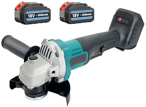 Akku-Winkelschleifer, Ersatz für Makita Bürstenlos, mit 2x 5500mAh Akku und Ladegerät, Trennschleifer Scheibe 125mm, Betonschleifer 18V, Ein Zubehör, zum Schleifen