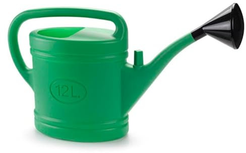 Tradineur - Regadera de plástico - Capacidad 12 litros - Utensilios de jardinería, riego, casa, balcón, terraza, Patio - Color Verde.