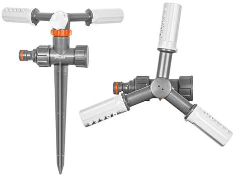 Kreisregner Rasensprenger 3-arm Rotationssprinkler White line mit Erdspieß