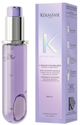 Kérastase Blond Absolu, Aceite Capilar Reparador Sin Aclarado, Reconstructor y Protector del Calor, Para Pelo Dañado y Decolorado, Huile Cicaextrême, Recarga de Aceite, 75 ml