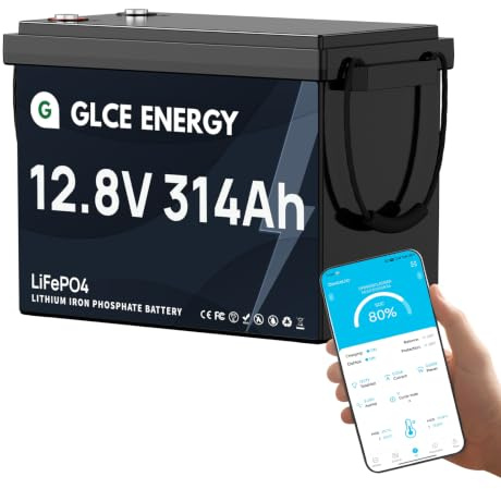 GLCE‑Energy 12V 300Ah(314Ah) LiFePO4‑Batterie, 4000‑15000 Tiefzyklus‑Batterie, Bluetooth‑200A‑BMS, 4019Wh‑Lithiumbatterie, geeignet für Solaranlagen, Wohnmobile, Solar‑Speicheranlagen und Camping