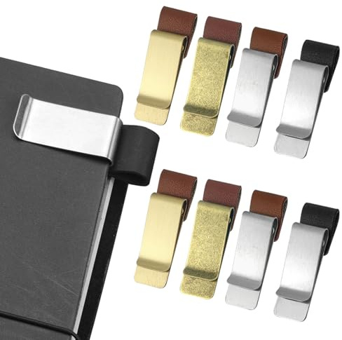 Hevysuo 8 stycken pennhållare läderklämma, metall retro anteckningsbok pennhållare ring med klämma för läderresenärer anteckningsböcker dagbok planerare anteckningar