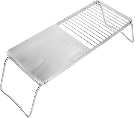 Tragbarer Campinggrill aus Edelstahl mit Gitter, klappbarer Grillroste, Rost und Grillplatte, inklusive Aufbewahrungstasche für Outdoor-Grill
