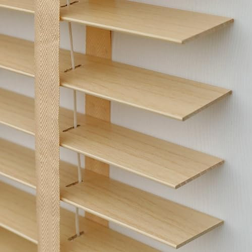 Jalousien aus Massivholz, 50 mm Lamellen, Verdunkelung, horizontale Fensterläden für Fenster 50, 120 cm, weiße Holzrollos mit Sichtschutzvorhängen, 50,8 x 119,4 cm