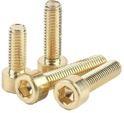 XEIJAYI Inbusschrauben aus Messing mit metrischem Gewinde, Maschinenschrauben mit Innensechskant, Holzschrauben aus Messing, 10 Stück(M4x6 mm)