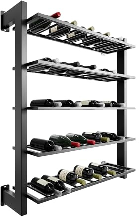 MetaloPro Casier à Vin Métal Noir 60 Bouteilles - Étagère à Vin Robuste en Acier, Range Bouteilles Design Industriel, Meuble Cave à Vin pour Cuisine, Bar ou Cellier