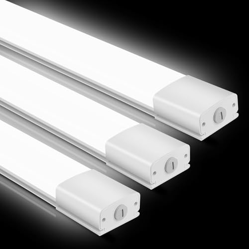 GOOSKI 3 Stücke Feuchtraumleuchte LED 60CM, 30W 3300LM Wannenleuchte IP65 Wasserdicht 4000K Neutralweiß Deckenleuchte, Ultraschlanke Kellerleuchte Werkstattlampe für Garage, Büro, Küche und Unterbau