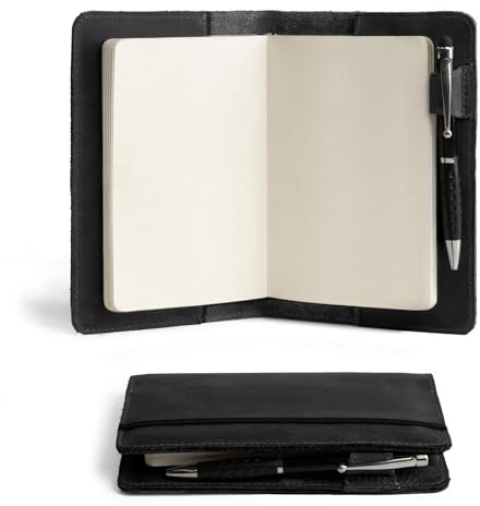 Hide & Drink, Rustikaler Einband für LEUCHTTURM A6 Hardcover Notebook (9,1 x 15,0 cm, Notizbuch nicht im Lieferumfang enthalten), Vollnarbenleder, handgefertigt (Anthrazit Schwarz)
