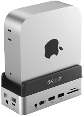 ORICO MiniDock VS40 - Hub y soporte para Mac mini M4/M4 Pro con SSD externo de 512 GB, 40 Gbps, USB C Hub Docking Station con 2 puertos USB-A de 10 Gbps, HDMI 4K @ 60 Hz, PD 100 W, SD/TF 3.0