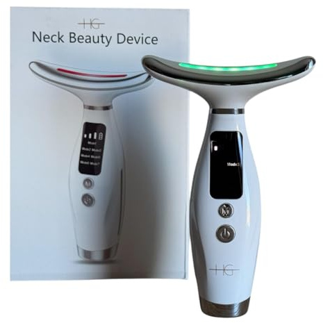 HG AESTHETICS Masajeador Facial y de Cuello con Carga USB | Dispositivo de Belleza LED Anti-Edad | Reafirmante, Reductor de Arrugas y Tratamiento Rejuvenecedor para el Hogar y el Viaje (Blanco)