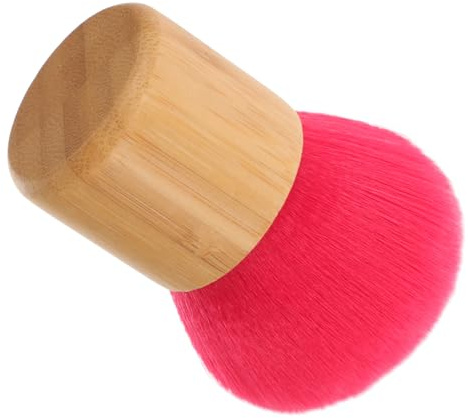 ERINGOGO Brocha de Maquillaje Pequeña para Polvo Suelto Cerdas Sintéticas Suaves Mango Ligero de Bambú Rojo para Viaje y Aplicación de Rubor y Polvos Selladores