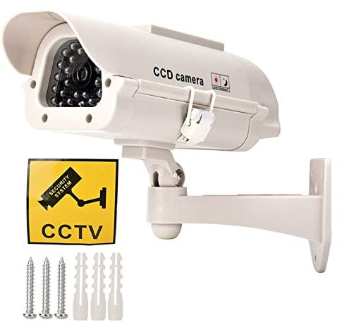 Bonbela Gefälschte Kamera Solar -Überwachung Kamera MITor Solar Powered Dummy Fake Camera Home Überwachungssimulation Wasserdichtes Licht