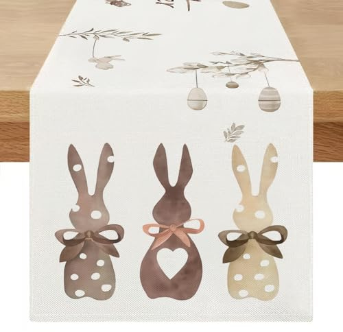Hasen Ostern Tischläufer 40x100 Tischläufer Frühling Modern Ostern Tischdeko Saisonnal Frühling Küche Esstisch Dekoration für Küche Vintage Bauernhaus Drinnen Tabletop Party Dekor