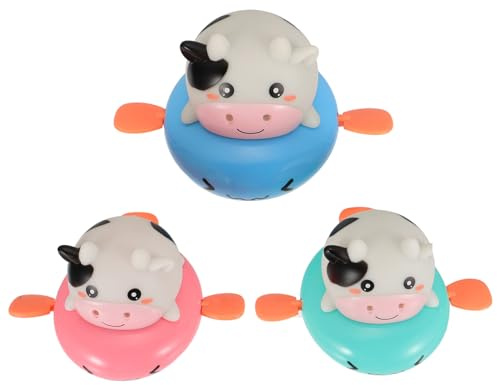MUSISALY Juguetes de Baño de Plástico para Set de 3 Piezas de Vacas Lecheras con Cuerda en Colores Azul Claro Azul Suave y Rosa Juguetes Flotantes Educativos para Baño y Juego Sensorial