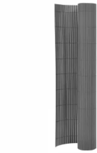 Gartenzaun Doppelseitig 90x400 cm Grau, PVC Sichtschutzmatte witterungsbeständig, flexibel, UV-beständig, ideal als Sichtschutz und Windschutz für Garten, Balkon