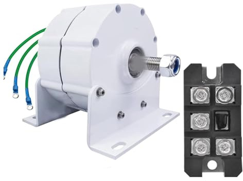 YIGECHENXIN Generatore a magneti permanenti Senza Ingranaggi 400RPM 18000W 12V 24V 48V Energia Gratuita Alternatori AC trifase per Uso Fai-da-Te su turbina eolica/Acqua (con Base)