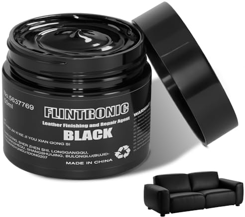 Flintronic Svart läderreparation, 50 ml svart läderreparation, färgrenoverare för ränder, sprickor och missfärgningar, lämplig för soffor, bilsäten, läderskor och möbler