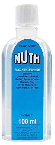 Nuth Fleckentferner 100ml zur sicheren Entfernung von Fett, Butter, Teer, Harz, Schuhcreme, Öl, Terpentin und Schmierflecken - nostalgische DDR Kultprodukte - DDR Produkte