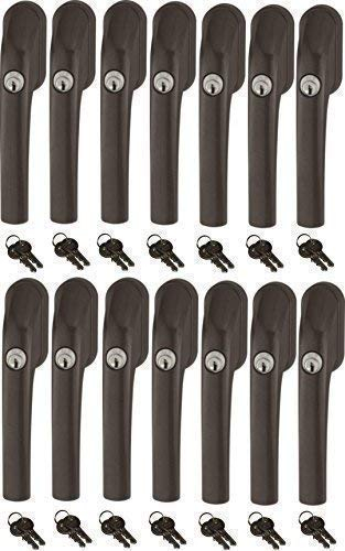 Abus FG300 abschließbarer Fenstergriff, braun, im Set 14 Stück alle gleichschließend mit insgesamt 28 Schlüssel