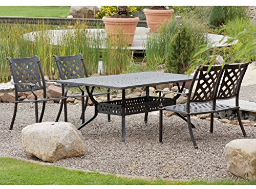 Inko Sitzgruppe Aluguss Serie Duke bronze Gartentisch Gartenbank Stapelsessel