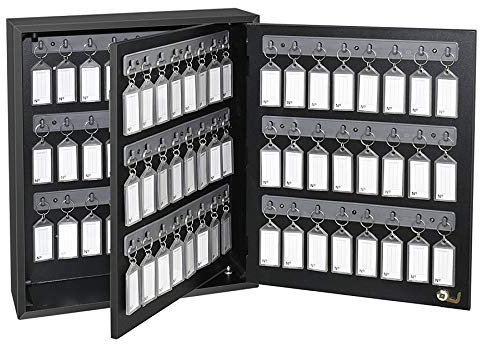 Acrimet Key Cabinet Organizer 96 Positions with Lock (Wall Mount) (96 Smoke Tags Included) (Black Cabinet)