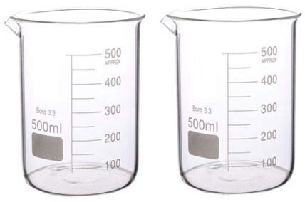 Rocwing Boro 3,3 glas graderad mätbägare för laboratorium eller kök (2 x 500 ml)