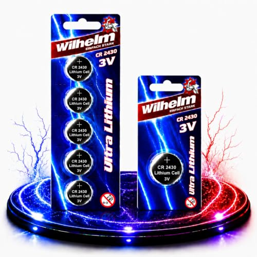 Wilhelm CR2430 Lithium Knopfzellen 3V 270 mAh, ø24 x 3 mm – 6 Stück