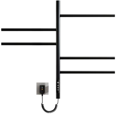 Toallero Electrico Baño, Rotación de 180° Radiador Toallero Electrico, 675x415mm, Secatoallas, Calentador de Toallas, Toallero Baño Radiador, Temperatura Ajustable, Bajo Consumo, Impermeable-Black