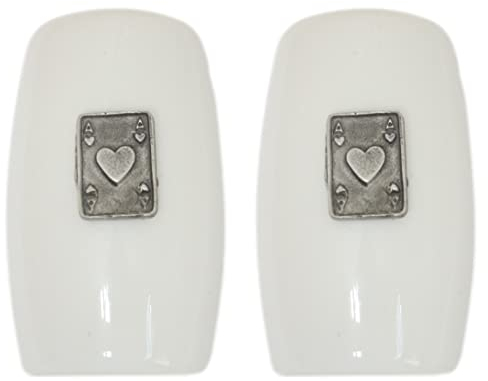 Heart Card Suit China Salt and Pepper Shakers Cruet Set Modern White CSP 609