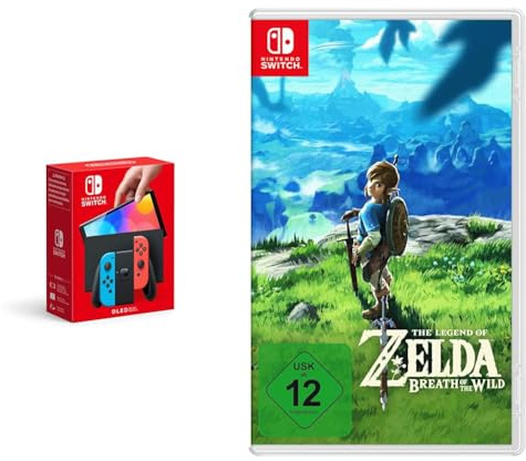Nintendo Switch (OLED-Modell) Neon-Rot/Neon-Blau + The Legend of Zelda: Breath of the Wild Switch