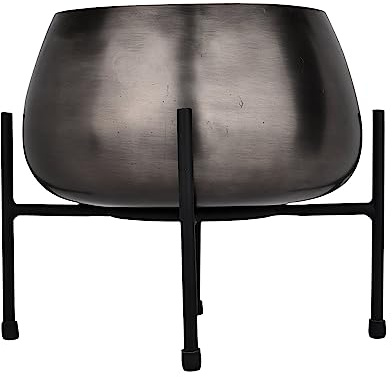EGLO LIVING Übertopf Sakata, Deko Blumentopf mit Füßen | Blumenständer aus Metall in Nickel-Antik und Schwarz, Pflanzentopf mit Gestell, 24 x 21 cm