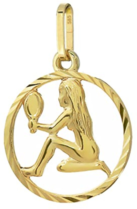 NKlaus Jungfrau Sternzeichen 585 Gelb Gold 14 Karat 15mm Kettenanhänger Horoskop Zodiak 13323