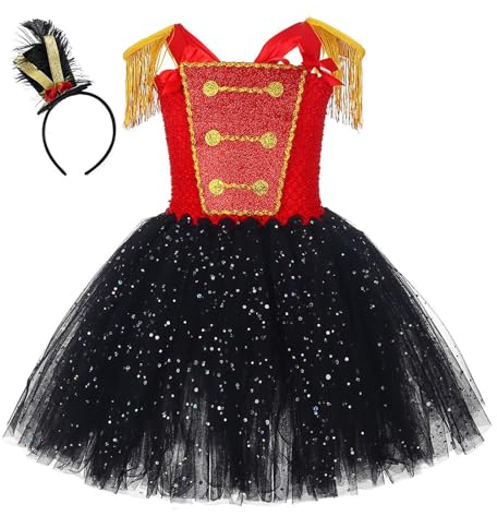 TROONZ Nussknacker-Kostüm für Mädchen | Nussknacker Kostü Mädchenkleid - Nussknacker-Kostü, ärmelloser Kuchenrock mit Stirnband, Nussknacker-Zirkus-Kostü für Kinder