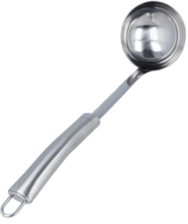 EUROHOME Schöpfkelle OLIVIA aus rostfreiem Edelstahl - Suppenkelle mit ergonomischem Griff - Soßenlöffel 32,5 cm - Schöpflöffel mit Aufhänger - Spülmaschinengeeignete Saucenkelle - Küchenhelfer