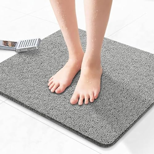 Duschmatte rutschfest, Luffa Badematte, mit Drainagelöchern, Luffa Duschmatte, Weiche und Bequeme Badematte, Antirutsch Badematte, für Familien und ältere Menschen (Grau, 60 x 60 cm)