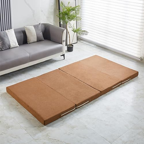 Faltmatratze für Doppelbett, tragbare Bodenmatratze, rutschfeste Matratze mit waschbarem Bezug, Gästematte, Schlafsofa, Matratze, Klappcouch für Reisen, Camping, Auto (200 x 70 x 10 cm, Kaffee)