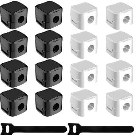 Toivize 16 Pièces Organisateur de Câble Magnétique, Cable Management Auto-adhésif Support de Câble Magnétique pour Câbles de Chargeur USB Câbles d'alimentation (Blanc, Noir)